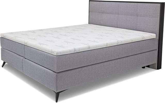 Boxspringbett SANSIBAR LIVING Langeoog in Grau mit Taschenfederkern und Schaumstoff, B/T: 180 x 200 cm - Bild 1