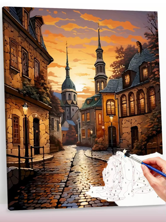 Huacan Stadtstraßen-Gebäude Malen nach Zahlen, Leinwand, Set - Bild 5