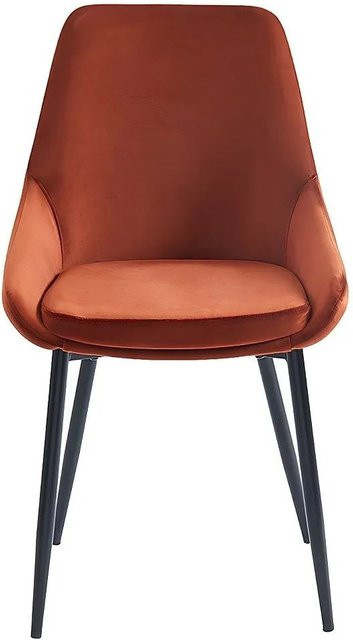 Vente-unique Stuhl Masurie in Terracotta aus Samt mit Metallgestell, Breite: 49 cm - Bild 1