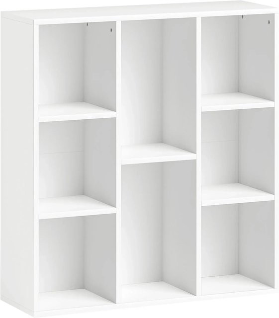 HOMCOM Bücherregal Standregal mit 8 Ebenen in Weiß, modernes Aufbewahrungsregal mit Rückwand, B/T/H: 80 x 24 x 148,3 cm - Bild 1