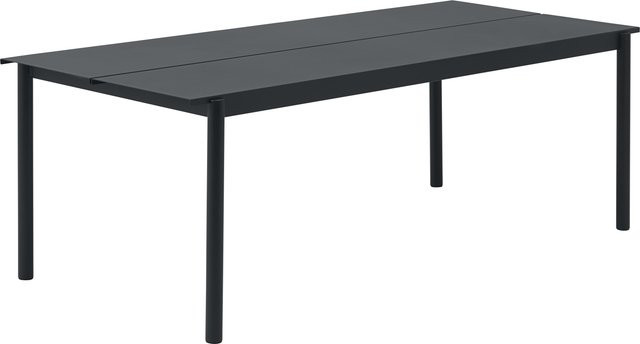 Muuto Linear Steel Gartentisch aus pulverbeschichtetem Metall in Schwarz oder Silber - Bild 1
