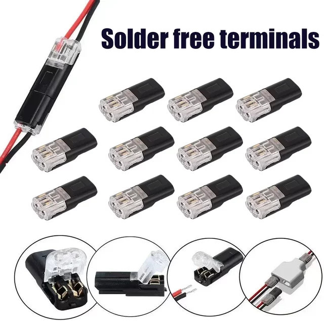 20 oder 100 Stück Schnell-Kabelanschlüsse 2 Pin Stecker in Schwarz für Auto und Elektroinstallationen - Bild 1
