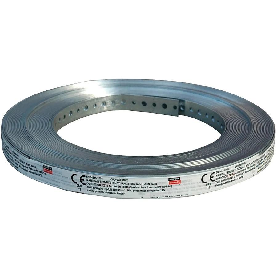Simpson Lochband BAN aus feuerverzinktem Stahl, Breite: 20 mm, Dicke: 1 mm, Länge: 3 m, Farbe: Silber - Bild 2