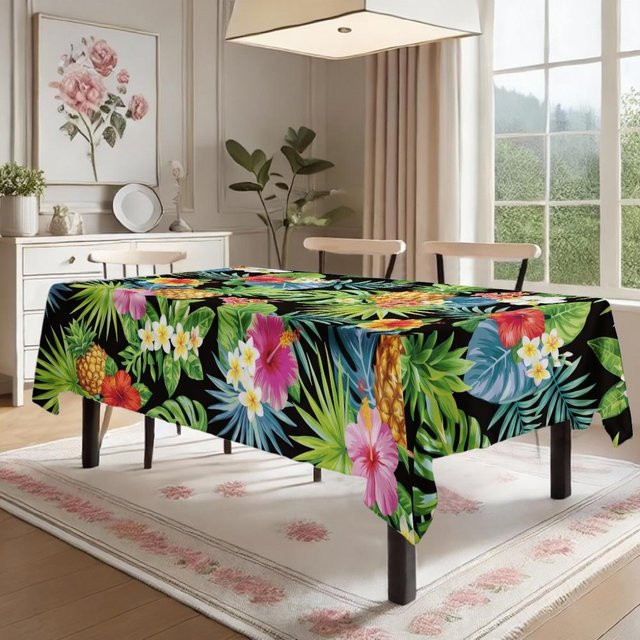 Wasserdichte und wiederverwendbare tropische hawaiianische Tischdecke von JMG Household Supplies in Grau, B/T: 140 x 90 cm - Bild 1