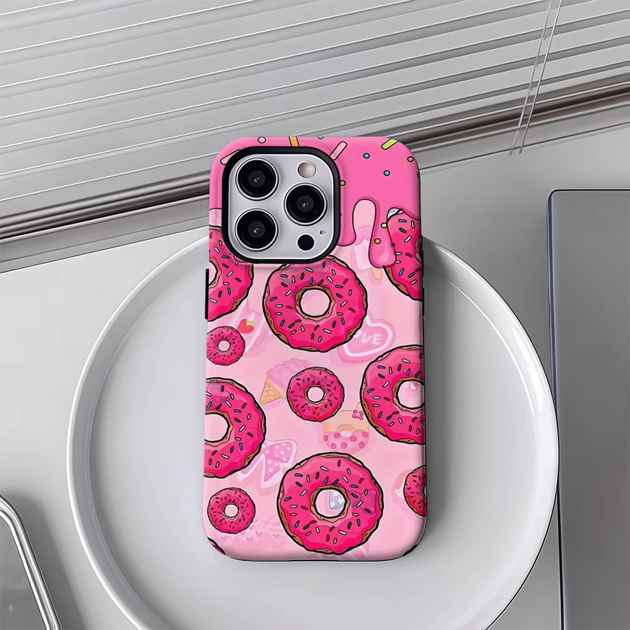 Pink Donut Delight Handyhülle für Apple iPhone 17 16 15 14 13 12 11 Pro Max Plus mit doppelschichtiger Rückseite in Pink - Bild 4
