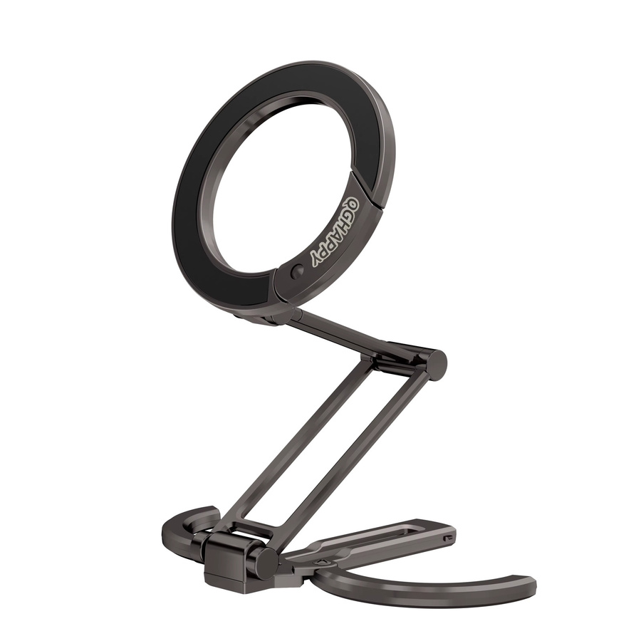 QGhappy Magnetischer Handyhalter für MagSafe Desktop, verstellbarer und zusammenklappbarer Metallständer für iPhone 17, 16, 15 Pro und Samsung, Farbe: Silber/Grau - Bild 4