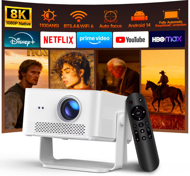 Magcubic HY450MAX Tragbarer Outdoor-Projektor in Weiß mit 1100 ANSI, 1080P Full HD, Autofokus, 8K-Unterstützung, Android 14 und WiFi6 - Bild 1