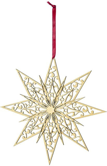 Weihnachtsstern Anhänger aus Holz von St. Benno Verlag in Rot und Gold - Bild 1
