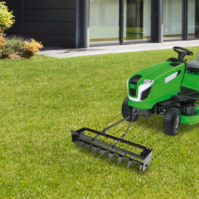 Bymaocar 8-Spikes-Rasenbelüfter mit Abschlepptau in Schwarz für Garten und Rasen - Bild 1
