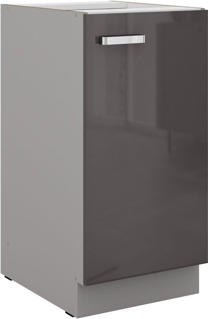 Küchen Unterschrank Grey Bianca in Grau Hochglanz mit Einlegboden - Bild 1