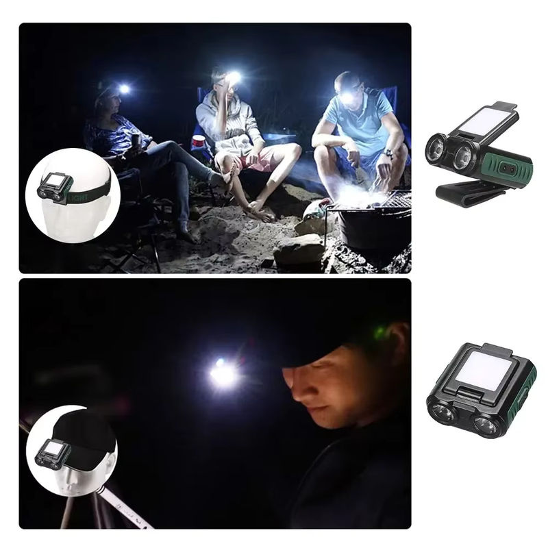 USB aufladbarer COB LED Scheinwerfer mit Clip-Kappe für Angeln und Camping - Bild 6