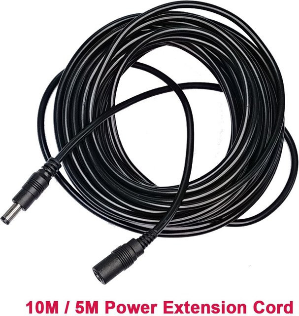 Gleichstrom Verlängerungskabel mit DC-Stecker und Buchse in Schwarz, 5,5mm x 2,1mm - Bild 1