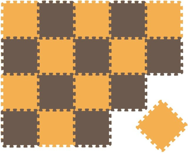 LittleTom Baby & Kinder Puzzlematte aus EVA-Schaumstoff, 18 Stück, Braun & Gelb, B/T/H: 30 x 30 x 1 cm, BPA-frei - Bild 1