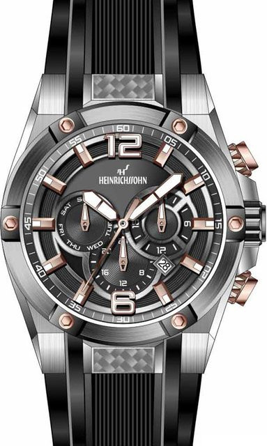HEINRICHSSOHN Herrenuhr, Quarz, Edelstahl, 50 mm, Silikon, Grau - Bild 1