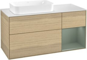 V&B Waschtischunterschrank Finion mit Wandbeleuchtung in Eichenfurnier, Farbe Braun, B: 120 cm, T: 60 cm - Bild 1