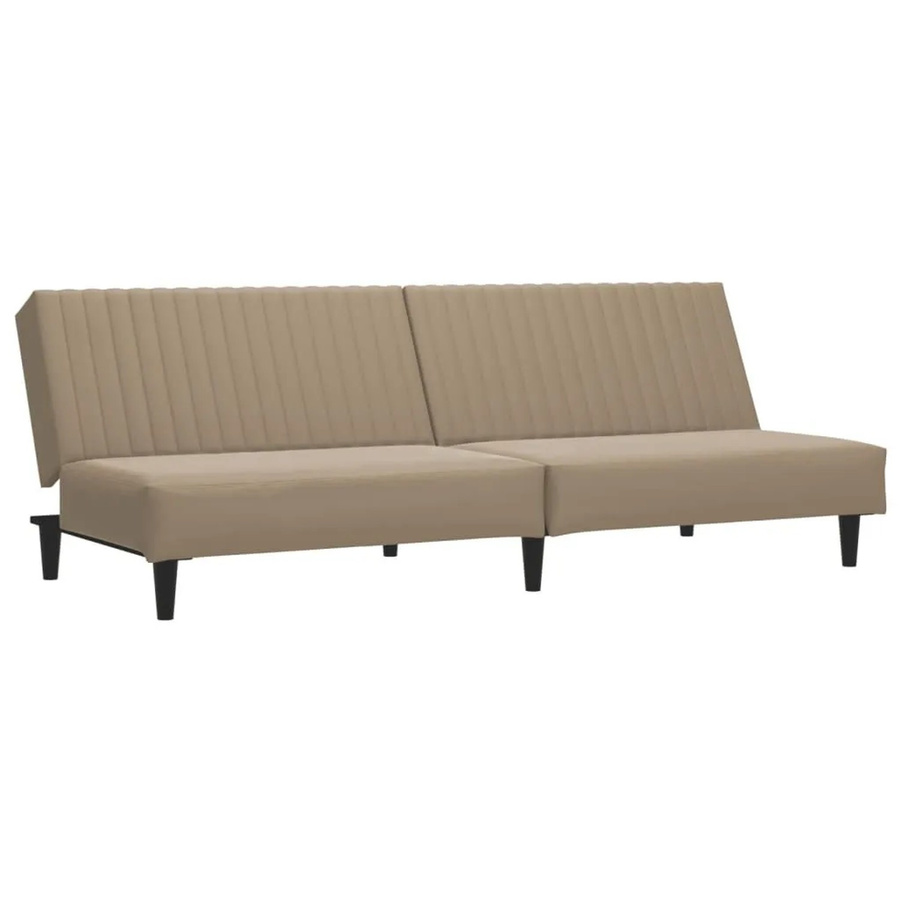 vidaXL Schlafsofa 2-Sitzer Click-Clack in Cappuccino-Braun aus Kunstleder mit Massivholzrahmen - Bild 2