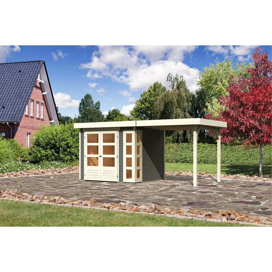 Karibu Holz-Gartenhaus Sölve in Terragrau mit Flachdach und modernem Design, B: 238 cm, T: 213 cm, H: 211 cm - Bild 2