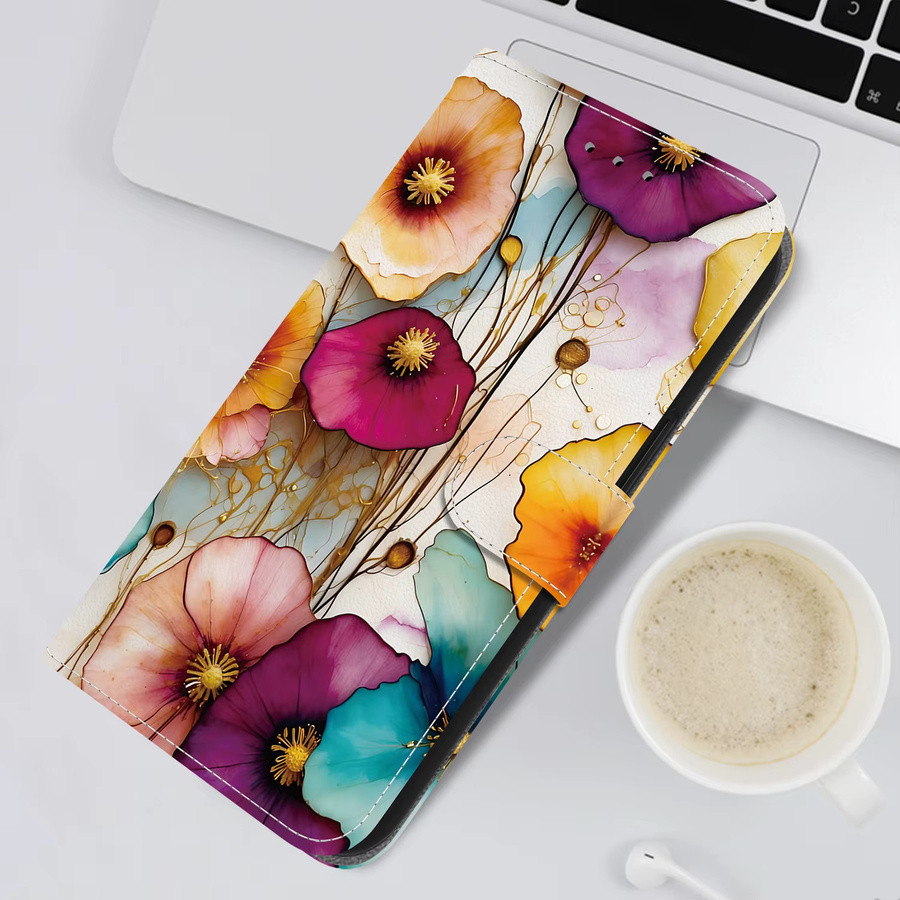 YY-Ngup 3D Blumen Handyhülle aus Leder mit Brieftasche als Flip Case für iPhone 11 bis iPhone 17 Pro Max und Plus Modelle - Bild 1