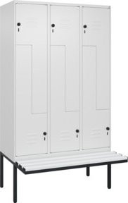 C+P Z-Spind Classic PLUS Sitzbank mit 6 Fächern und Sicherheits-Drehriegel, Farbe: Grau/Grau, B/T/H: 212 x 120 x 81,5 cm - Bild 1