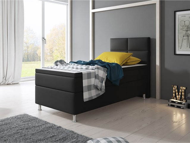 Inter Trading Boxspringbett Miami in Schwarz mit Bonell-Federkern, B/T: 90 x 200 cm - Bild 1