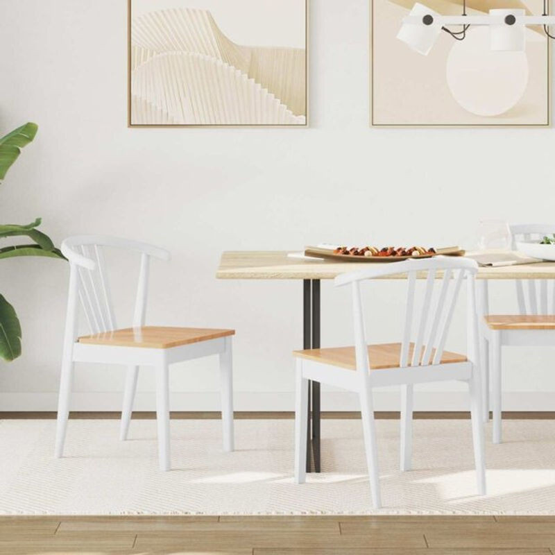 Set aus 2 Polsterstühlen von vidaXL im skandinavischen Design aus Massivholz in Weiß und Natur - Bild 1