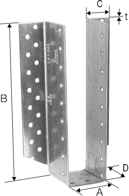 Simpson Balkenschuh BSD Außenliegender Holzverbinder aus Stahl Feuerverzinkt in Silber, B/H: 160 x 240 mm - Bild 1