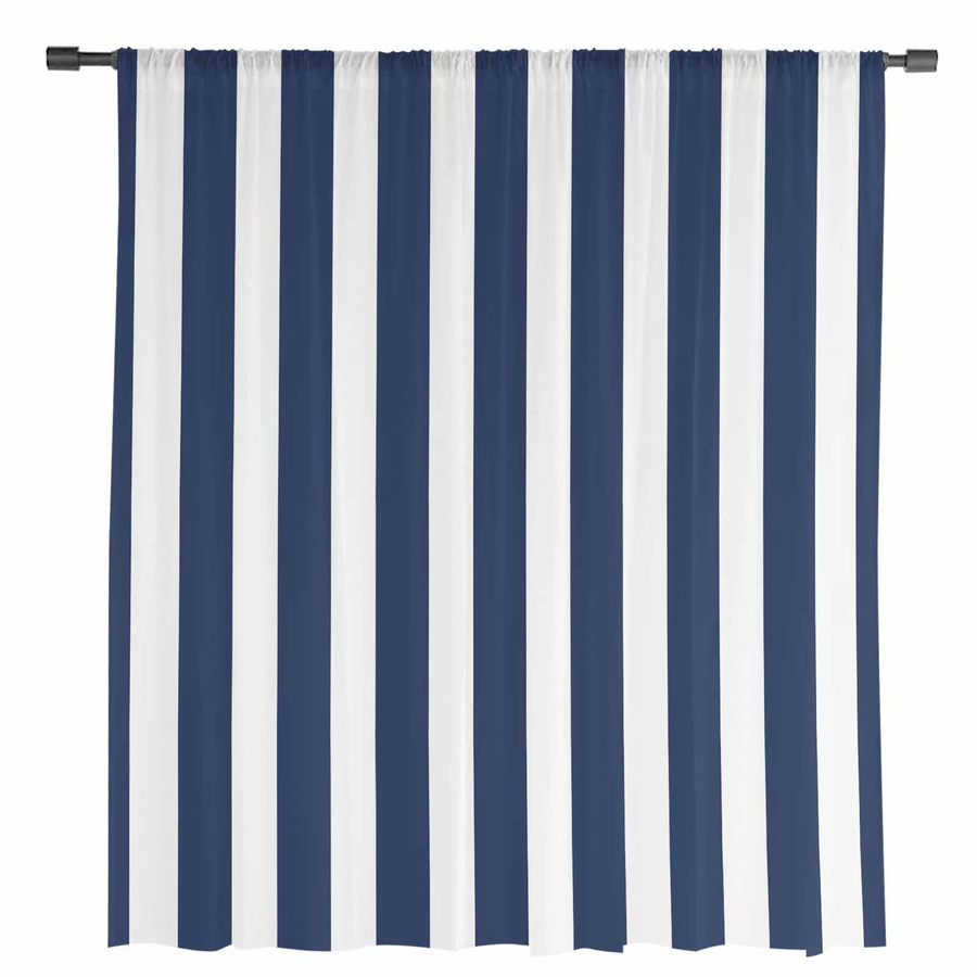Transparente marineblaue Vorhänge mit geometrischem Streifenmuster aus Tüll und Organza, Breite: 135 cm, Höhe: 137 cm - Bild 3