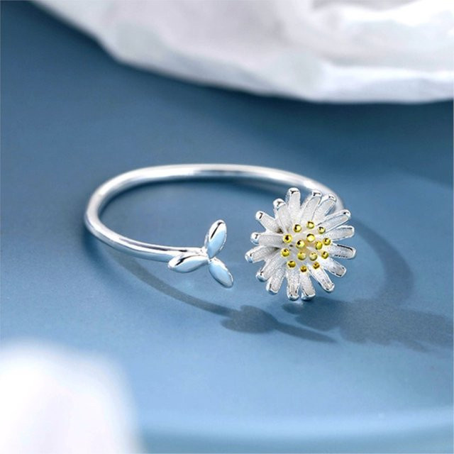 GaGa-Duck Öffnungsring, 925 Silber, Gänseblümchen, Zirkonia, Damen - Bild 1