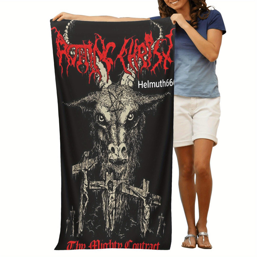 Rotting Christ Strandtuch aus Mikrofaser in Schwarz mit Metal Band Druck, weich und schnelltrocknend, B/H: 40 x 60 cm - Bild 3