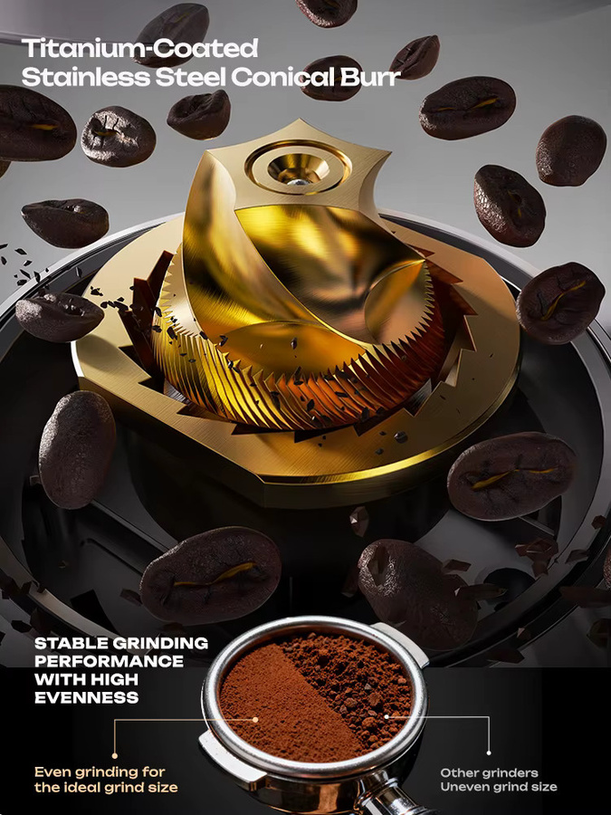 HiBREW G3 Plus Elektrische Kaffeemühle mit 40mm Titan-beschichtetem konischem Mahlwerk aus Edelstahl für Espresso, Pour Over und Türkischen Kaffee - Bild 3