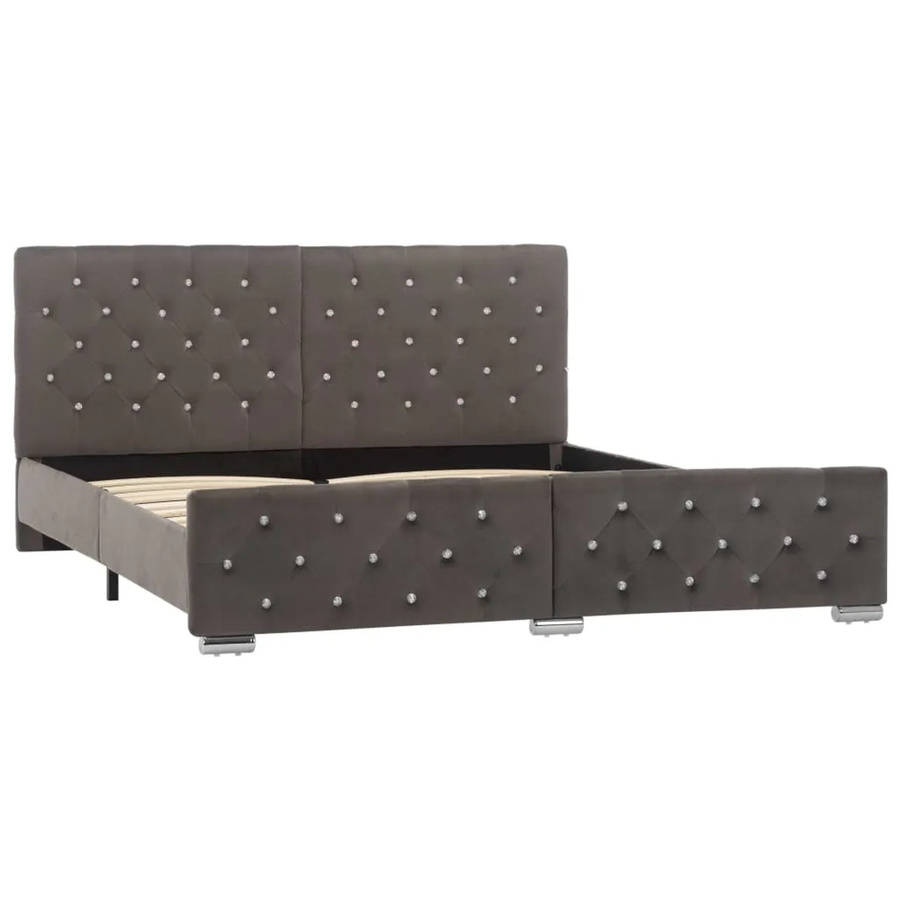 vidaXL Bettgestell aus Samt in Grau, B/T/H: 160 x 200 x 105 cm - Bild 2