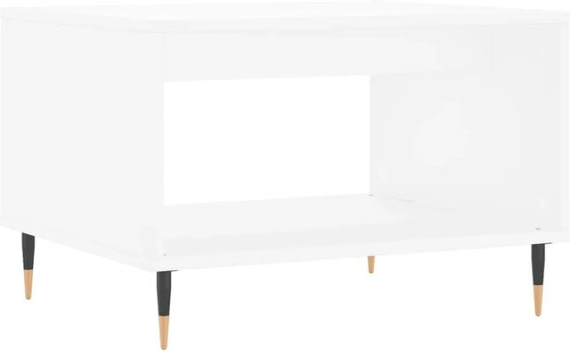 vidaXL Couchtisch Weiß in Eiche Optik aus Holzwerkstoff und Eisen, B/T/H: 60 x 50 x 40 cm - Bild 1