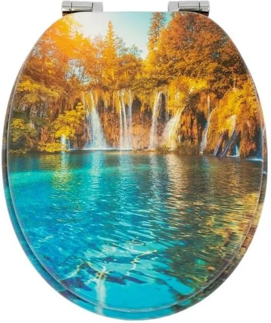 Sinobath WC-Sitz mit Soft-Close Absenk-Automatik in Herbstlichem Wasserfall Design, oval, Mehrfarbig - Bild 1