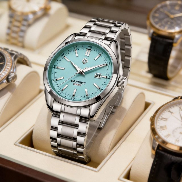BANGWEI Armbanduhr Quarz, Edelstahl, Silber, Herren - Bild 1