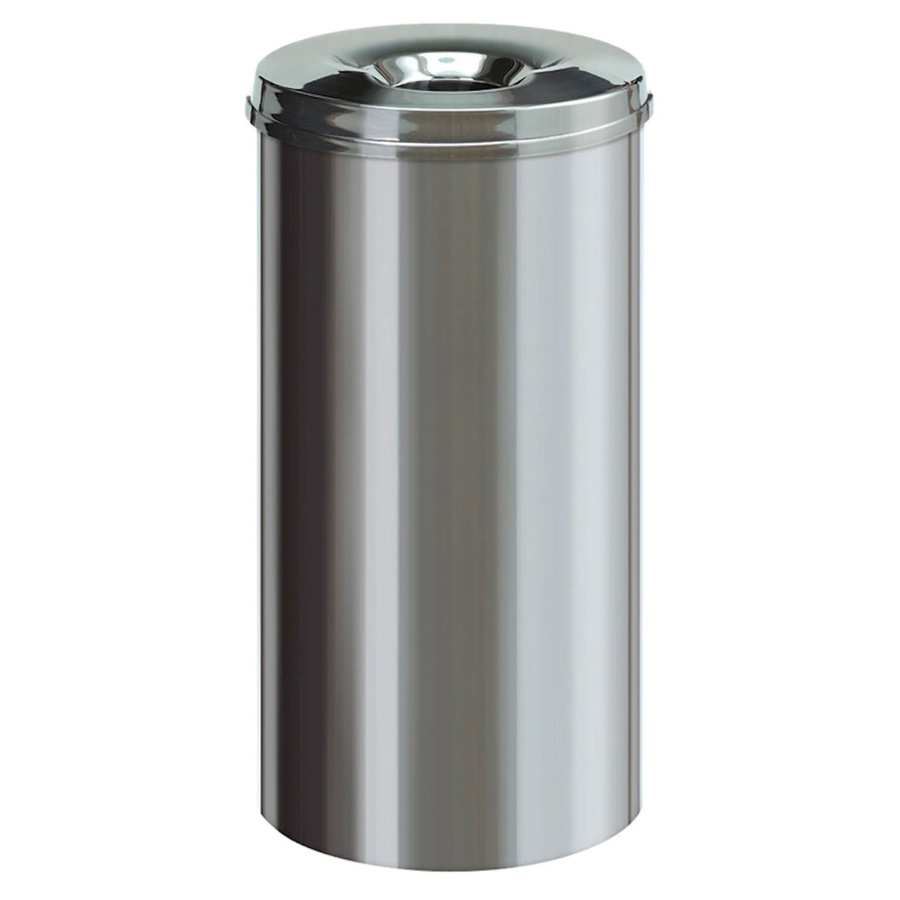 PROREGAL Selbstlöschender Papierkorb und Abfallsammler aus Edelstahl in Silber, Höhe: 63,0 cm, Durchmesser: 33,5 cm - Bild 2