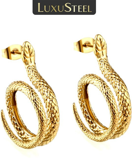LUXUSTEEL Ohrringe, Edelstahl, Gold, Schlangenform, Unisex - Bild 1