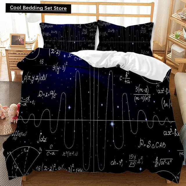 Flylo Bettwäscheset mit Mathe-Gleichungen und Formeln, Schwarz, B/H: 135 x 200 cm - Bild 1