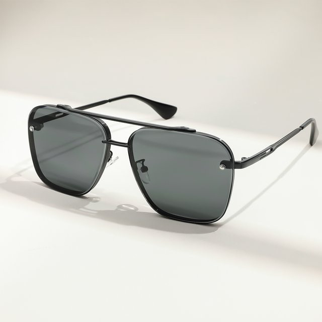 Sonnenbrille, Metall, Vollrand, quadrat, Schwarz, Unisex - Bild 1