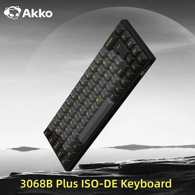 Akko 3068B Plus Mechanische Gaming-Tastatur Schwarz und Gold, 65 % ISO-DE-Layout, Hot-Swap, Multi-Modi mit Bluetooth 5.0 und 2,4 GHz / USB Typ-C - Bild 1