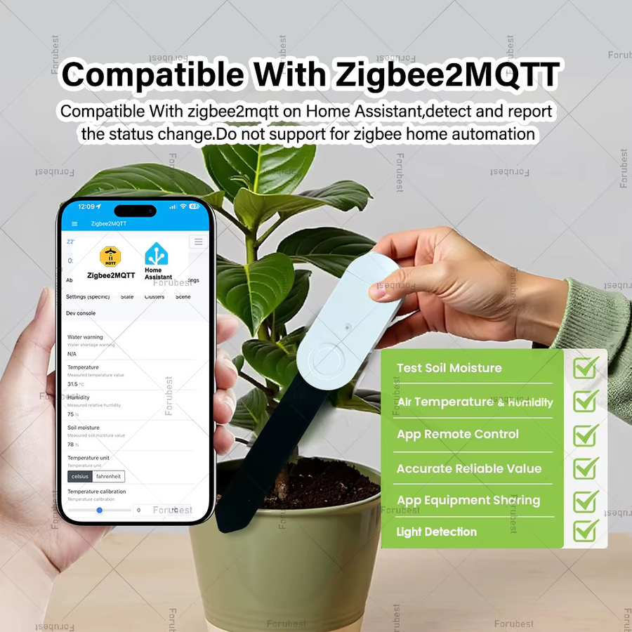 Forubest 4 in 1 Zigbee Smart Boden Sensor in Weiß zur Messung von Helligkeit, Feuchtigkeit und Temperatur mit Echtzeit-Monitoring via App und Tuya Unterstützung - Bild 3