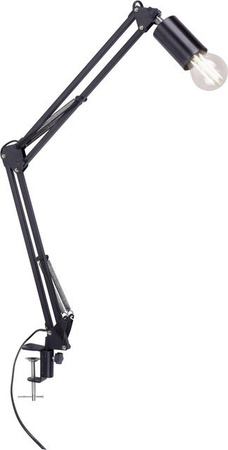 Just Light Klemmleuchte Turn me Schwarz aus Stahl mit E27 Fassung, Höhe: 16 bis 76 cm