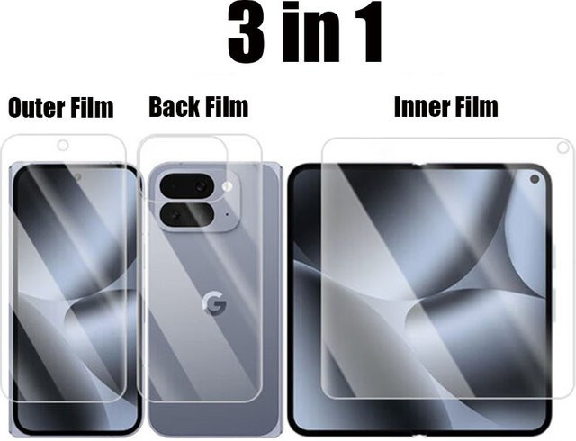 3-in-1 Hydrogel Displayschutzfolie für Google Pixel 10 9 Pro Fold und Pixel Fold, matt, TPU Ganzkörper-Aufkleber, transparent - Bild 1
