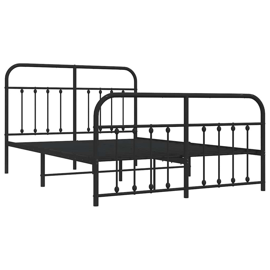 Vidaxl Metallbettgestell mit Kopfteil und Fußteil in Schwarz, B: 150 cm, L: 200 cm - Bild 2