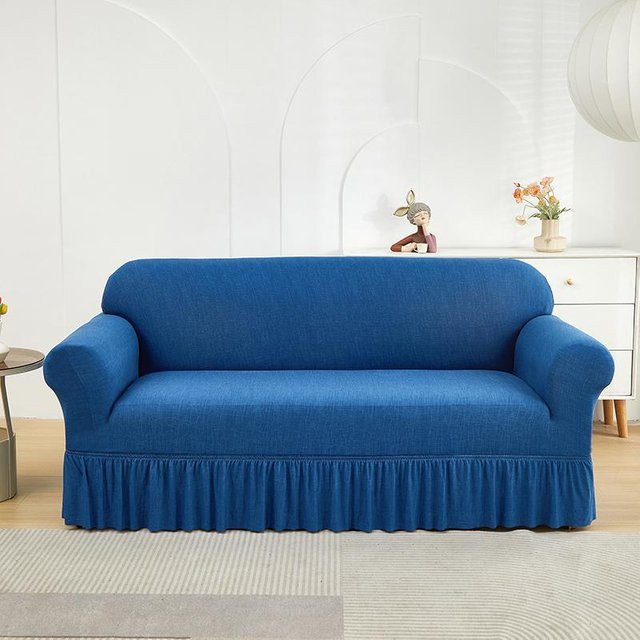 Elastischer Sofabezug für 1-Sitzer in Blau, bedruckt, rutschfest und waschbar - Bild 1