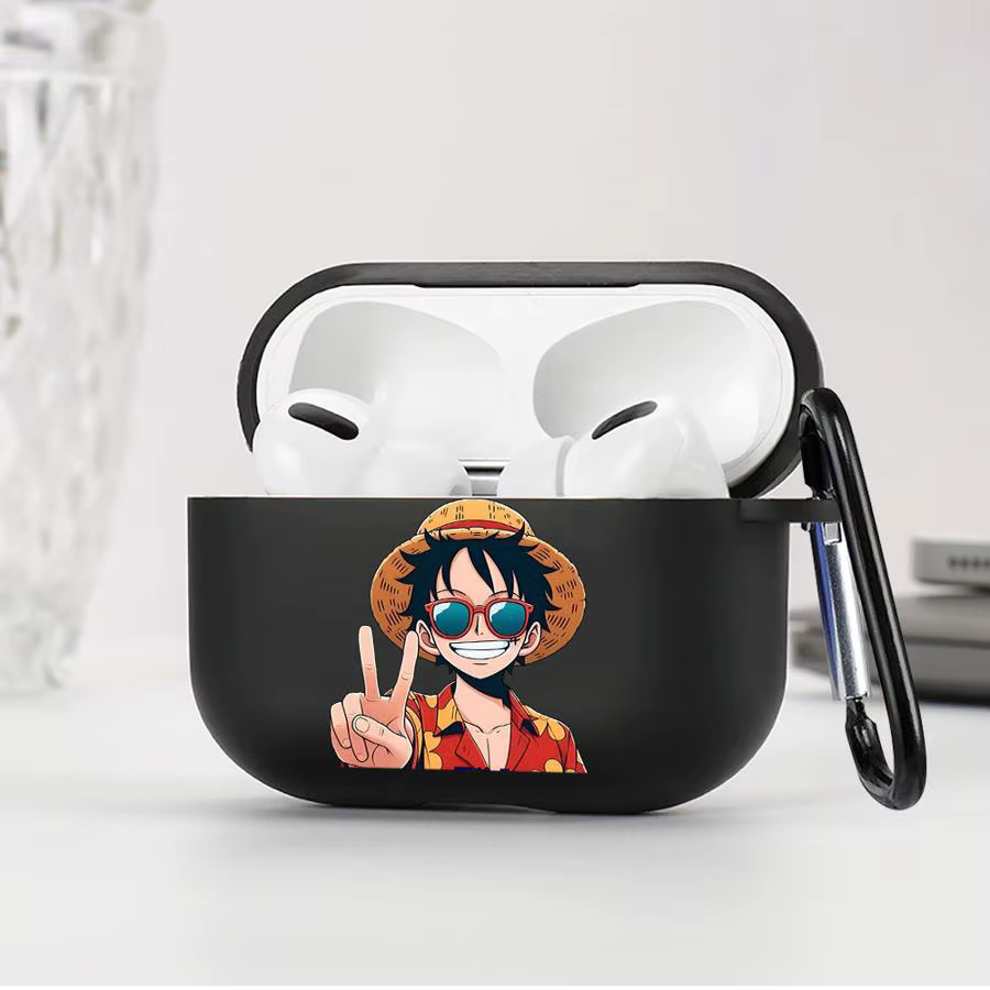 Schutzhülle für Apple AirPods Pro mit One Piece Anime-Charakter-Muster in Schwarz - Bild 3