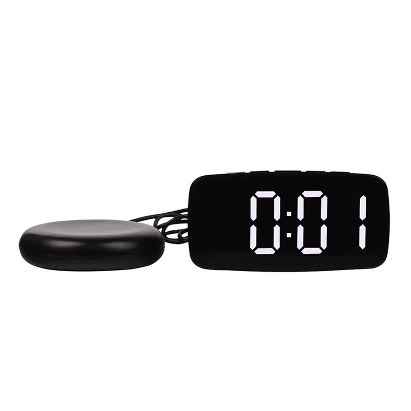 AASuper Multifunktionaler Bettvibrator mit lautem Vibrationsalarm und Schlummerfunktion, Dual-USB, Schwarz - Bild 4