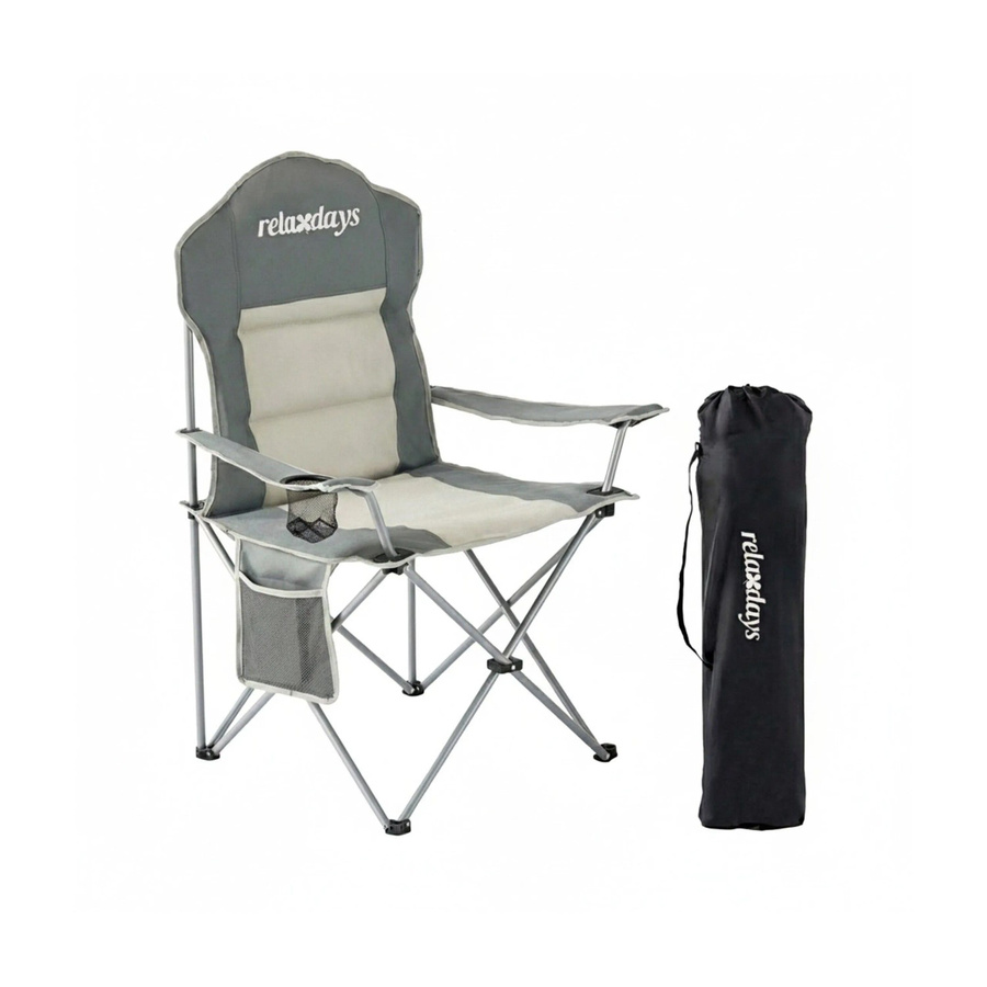 Relaxdays Campingstuhl aus Stahl in Grau mit Armlehnen, faltbar, H: 108 cm, B: 86 cm, T: 61 cm - Bild 2