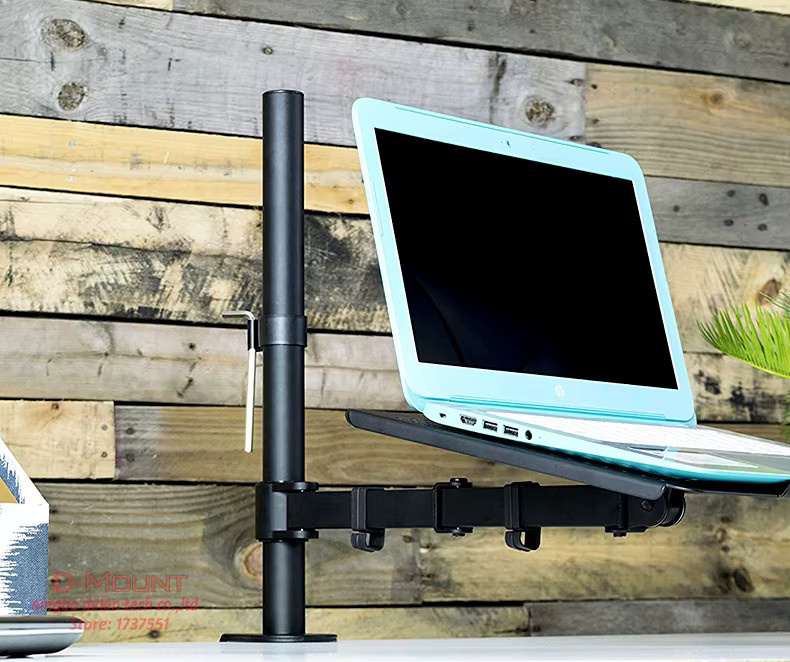 D-mount Höhenverstellbarer Laptop-Halter M051LP in Schwarz, Universeller Notebook-Ständer für 10 bis 17 Zoll mit drehbarem und voll beweglichem Arm, 400mm - Bild 2