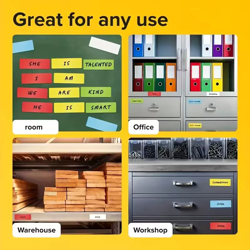 15 Stück beschreibbare magnetische Etiketten in Multicolor, wasserdichte Whiteboard-Magnetetiketten für Kühlschrank, Büro und Regale, Breite: 3,05 cm, Höhe: 8,13 cm - Bild 2