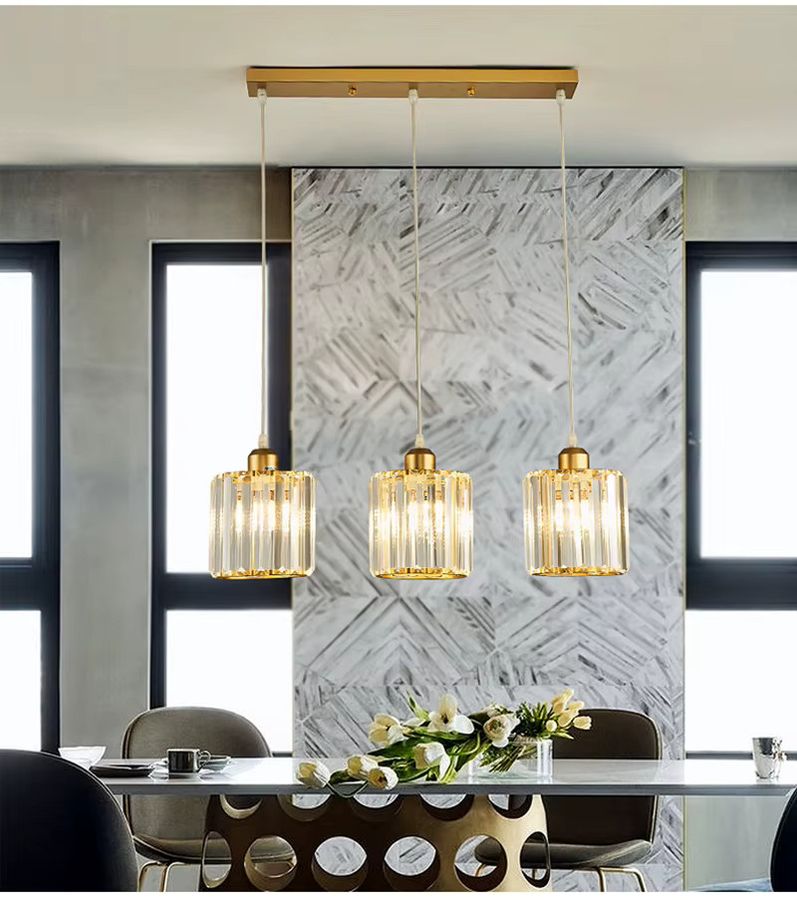 Ramalho Moderne Kristall Pendelleuchte aus Metall mit drei Köpfen für Wohnzimmer, Bar oder Restaurant - Bild 2